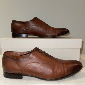 Santoni Men’s Rich Brown Leather Oxfords 9.5